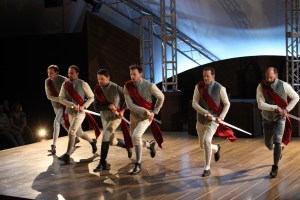 The ensemble guides the performance of Cymbeline.  Photo credit - David Blue